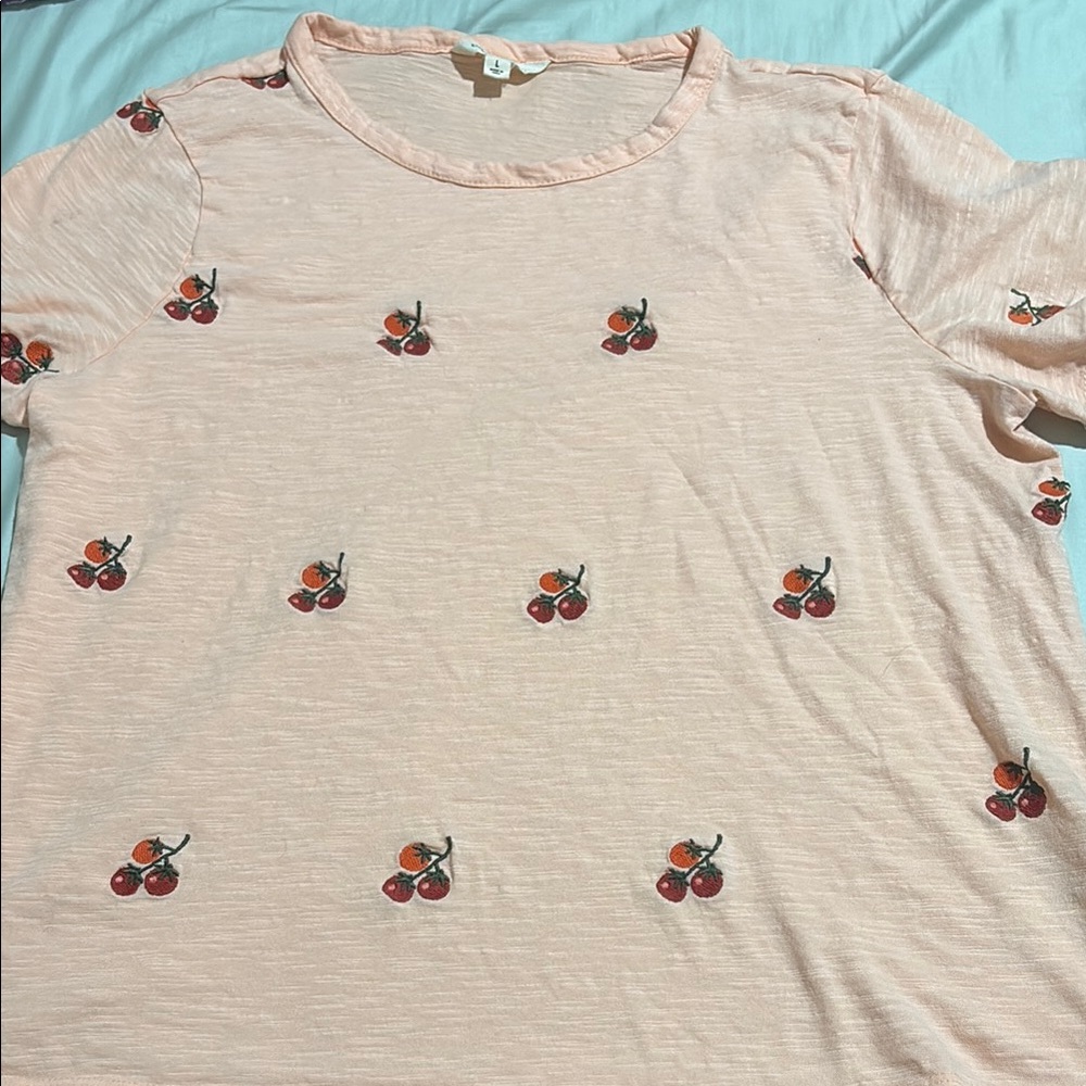 Embroidered Cherry Tomato Shirt